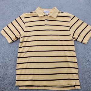 Boca‎ Classics Shirt Mens Medium Yellow Striped Polo Golf Short Sleeve Classic
